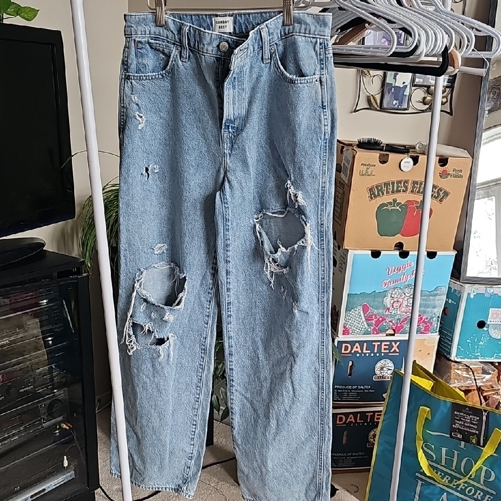 SUNDAY BEST Trendy Ripped Denim Jeans